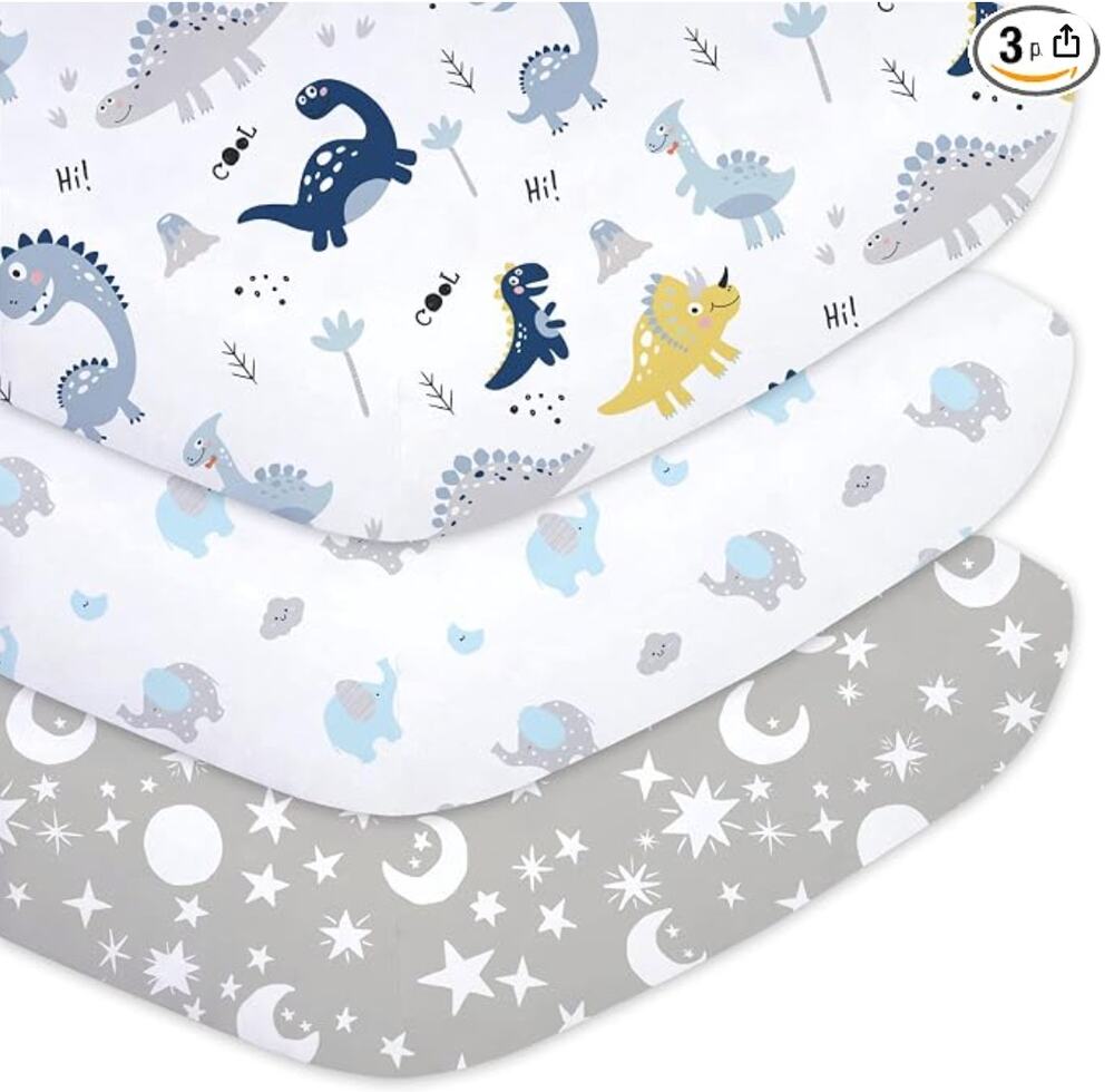 3 Pack, Crib Sheets for Baby Boys, Extra Soft Microfiber Crib Sheet Set